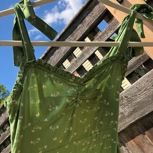 Billabong Gorgeous Green Floral Sweetheart neckline Sundress, Medium